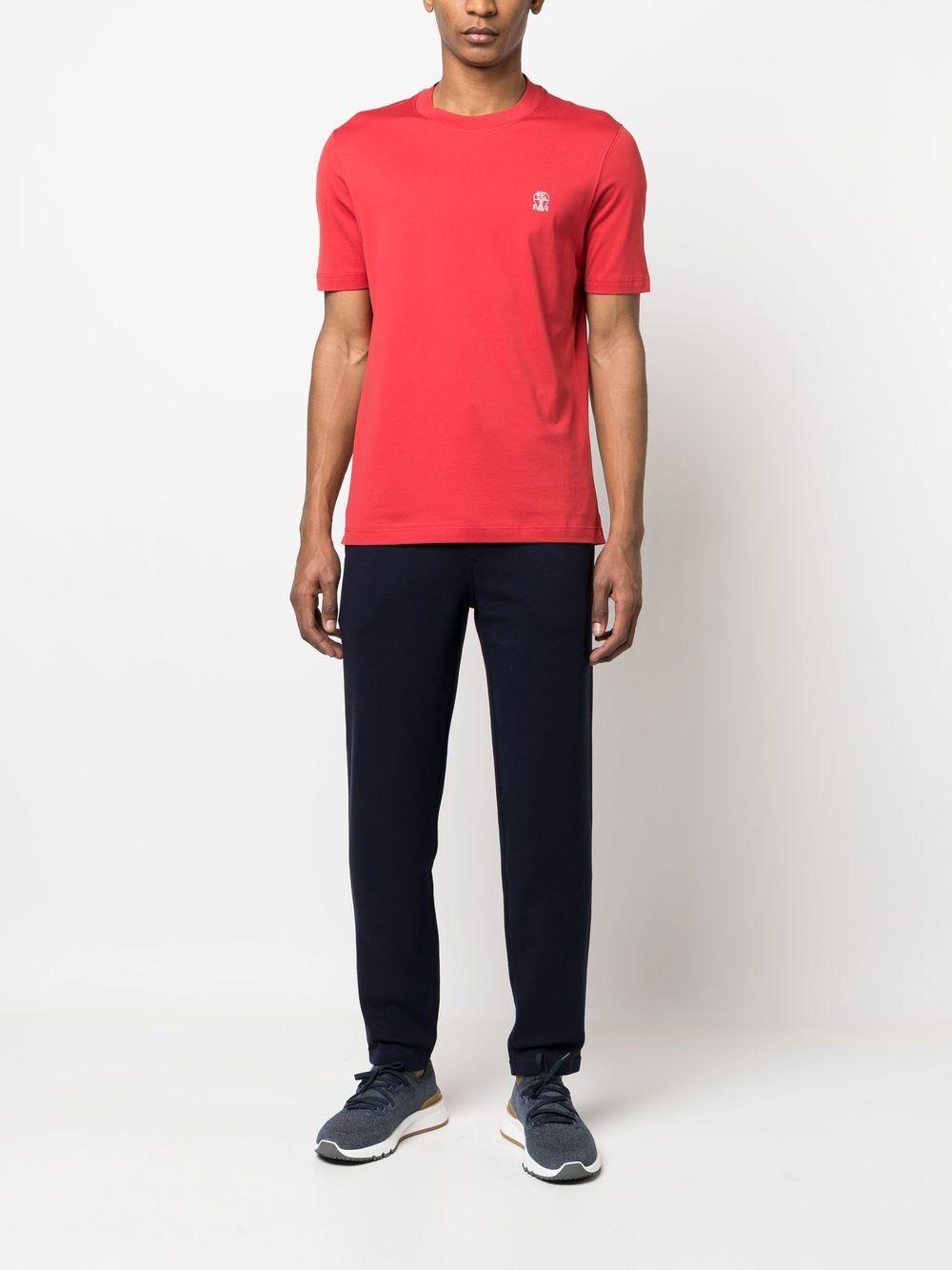 logo embroidery cotton T-shirt Product Image