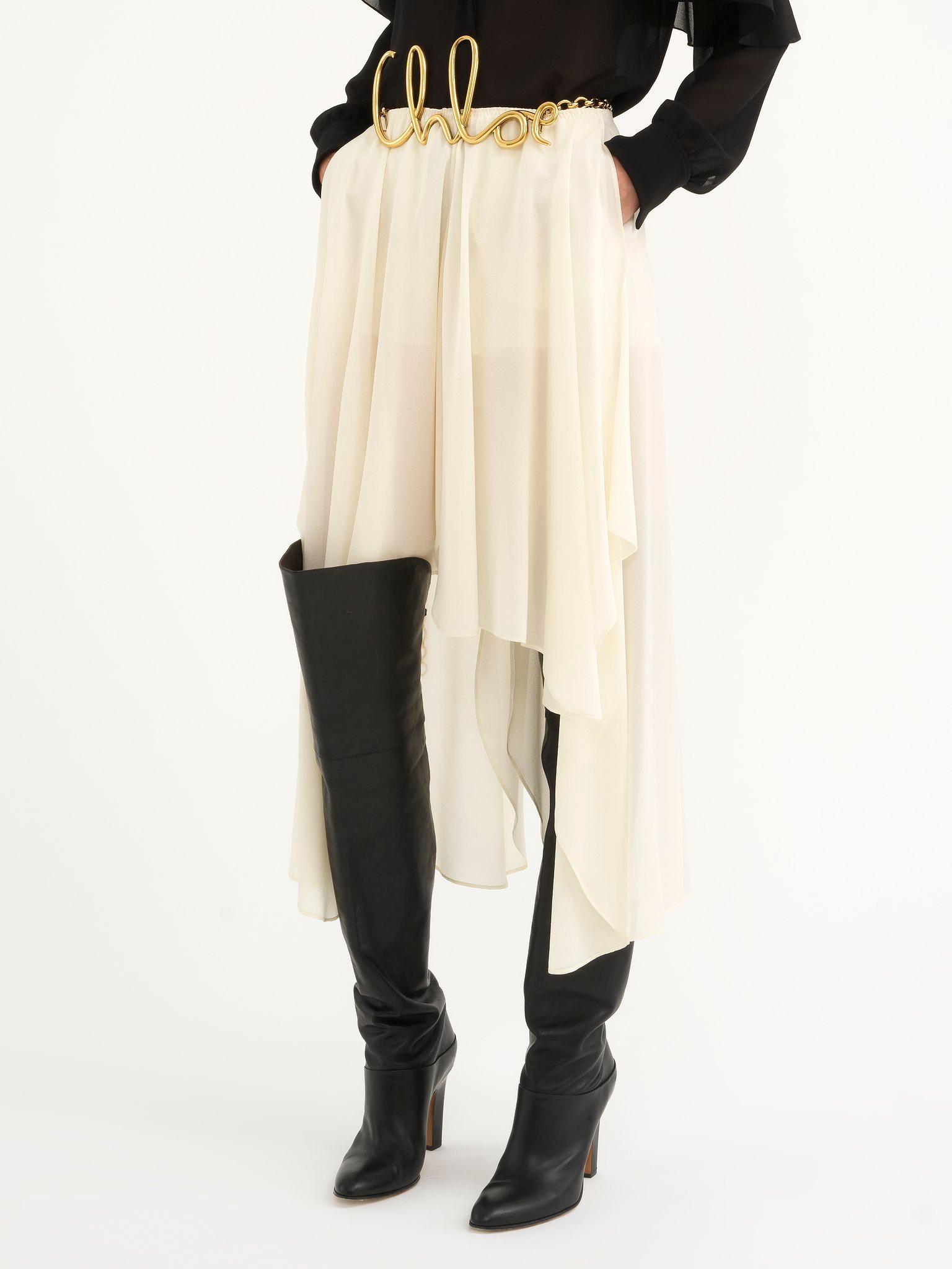 Fluid volant shorts in silk georgette Product Image