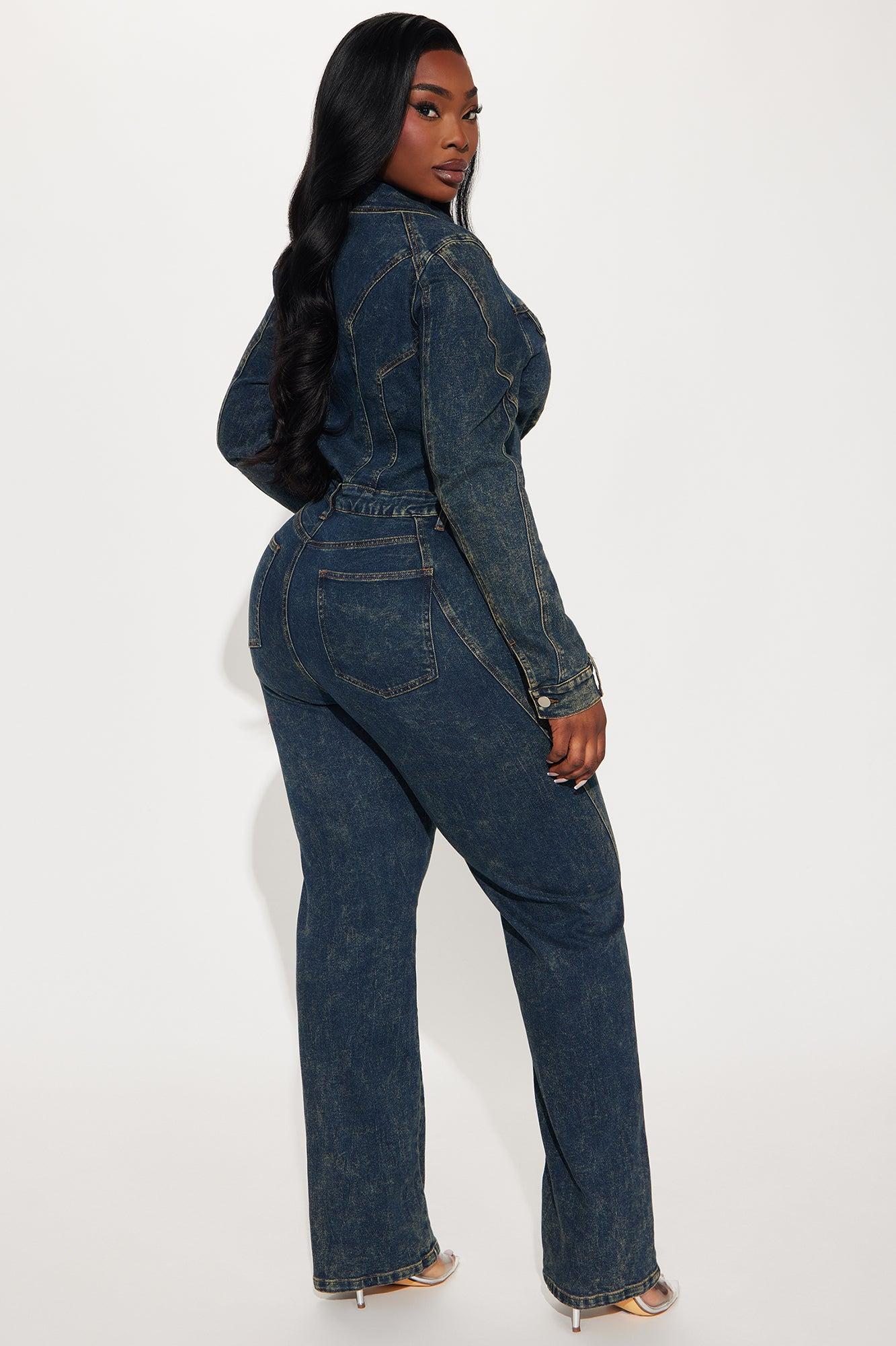 Downtown Vibe Denim Jumpsuit - Dark Wash Product Image