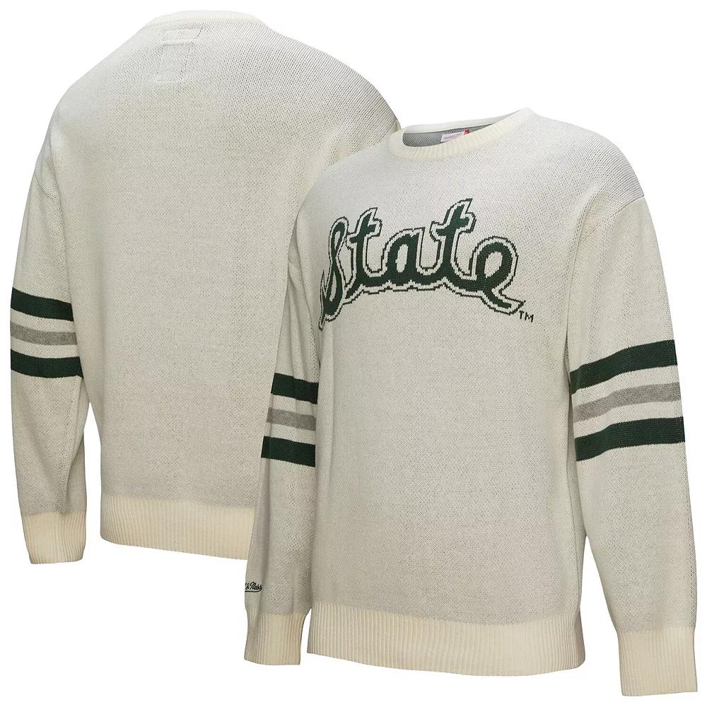 Men's Mitchell & Ness Cream Michigan State Spartans Retro Pullover Sweater, Size: 3XL, Beige Product Image