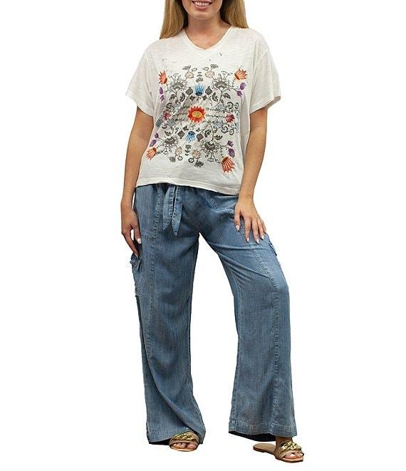 Karyn Seo Echo Embroidered Screen Print Slub Knit Tee Product Image