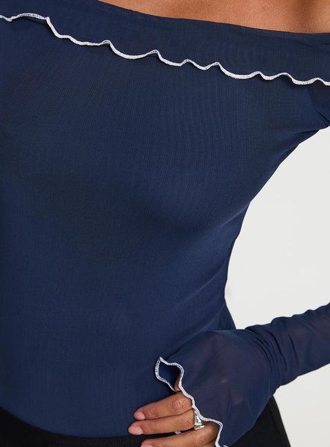 Arsema Off The Shoulder Bodysuit Navy Product Image