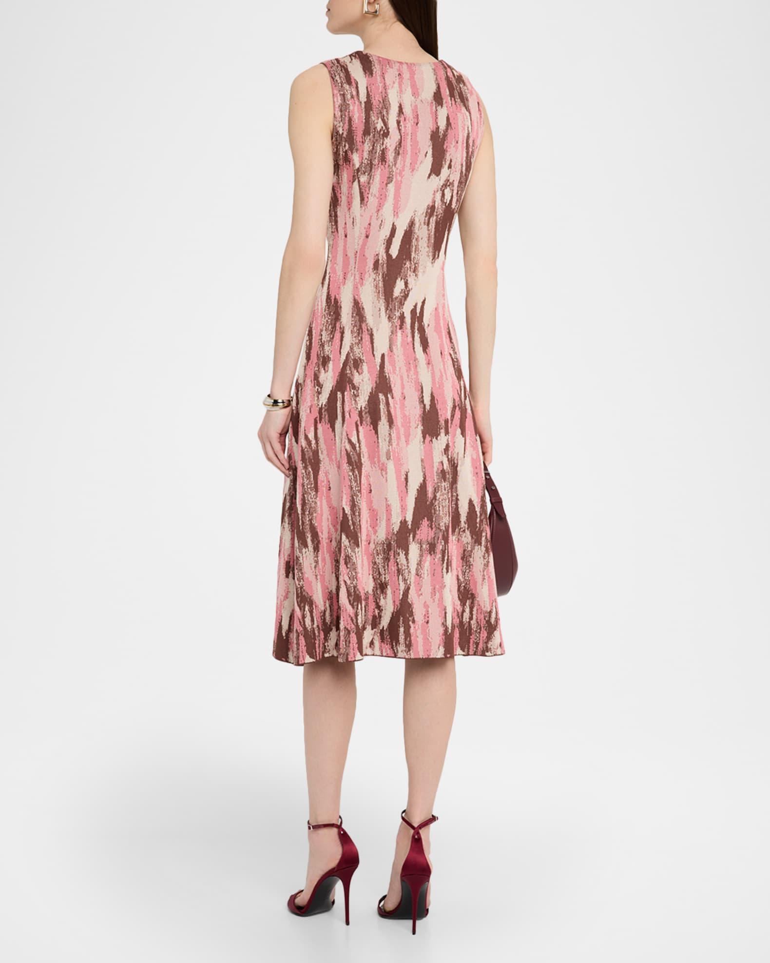 Fit-&-Flare Brushstroke Jacquard Soft Knit Midi Dress Product Image