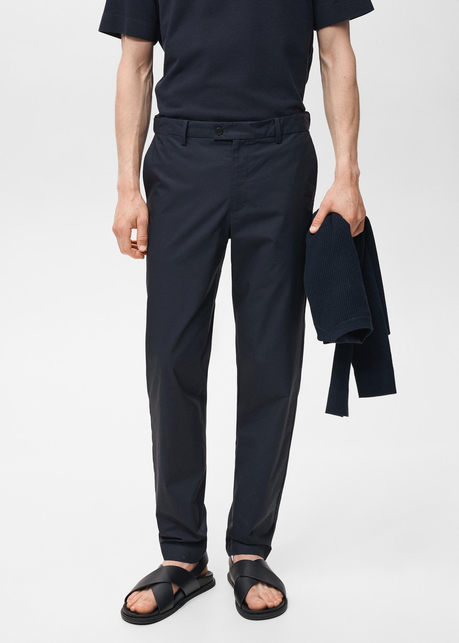 100% slim-fit cotton pants - Men | MANGO USA Product Image