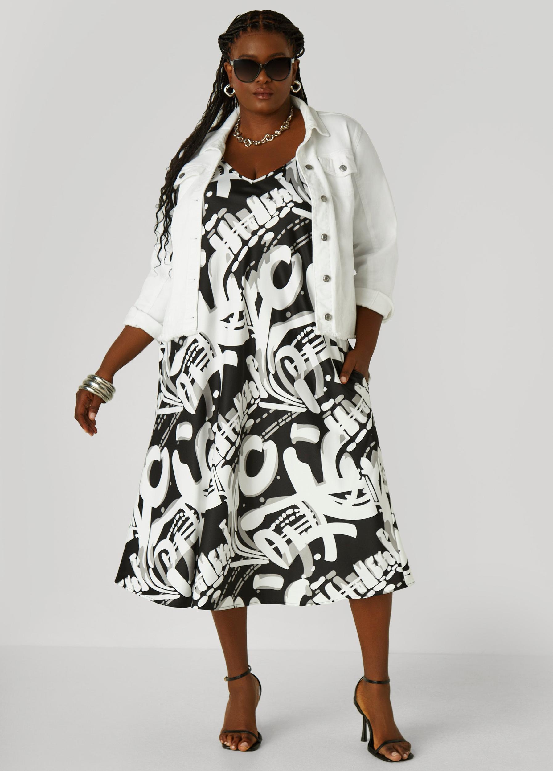 Graffiti Print Slip Dress Product Image