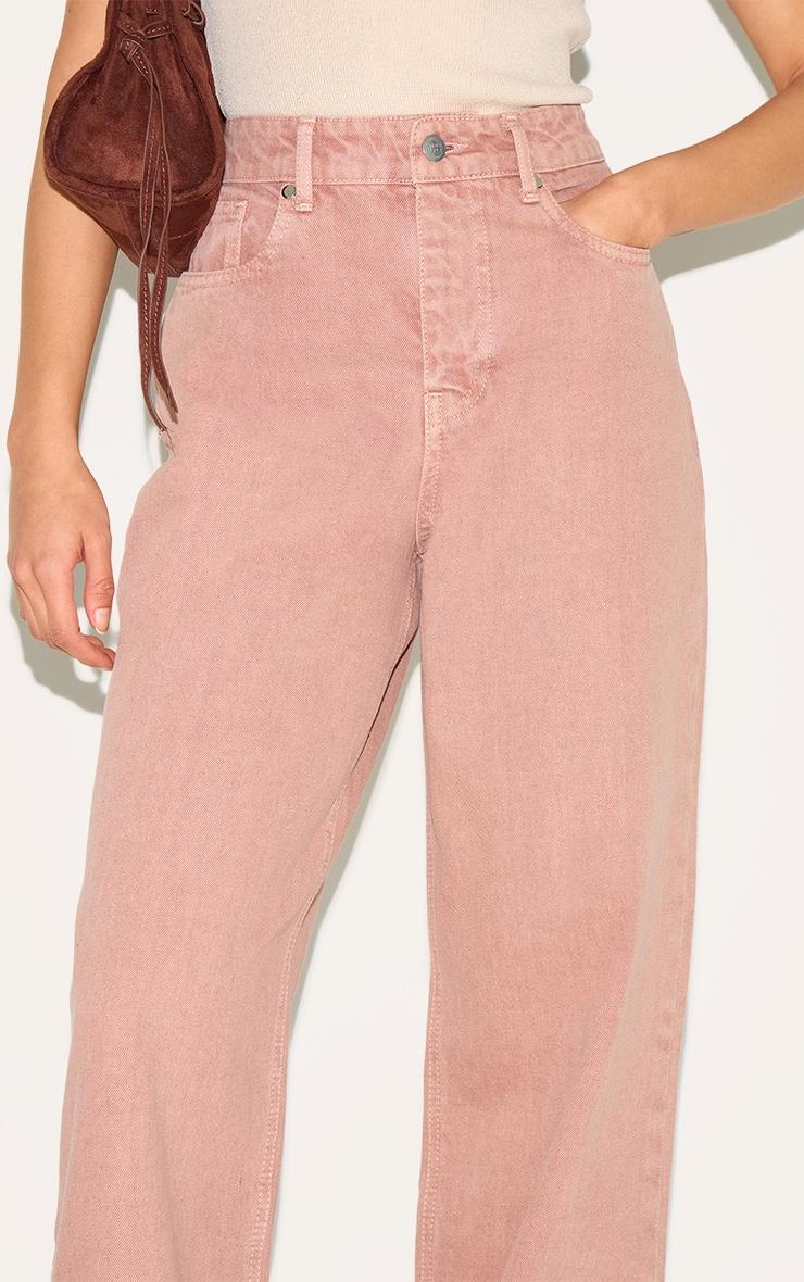 Washed Pink Turn Up Hem Jeans Product Image