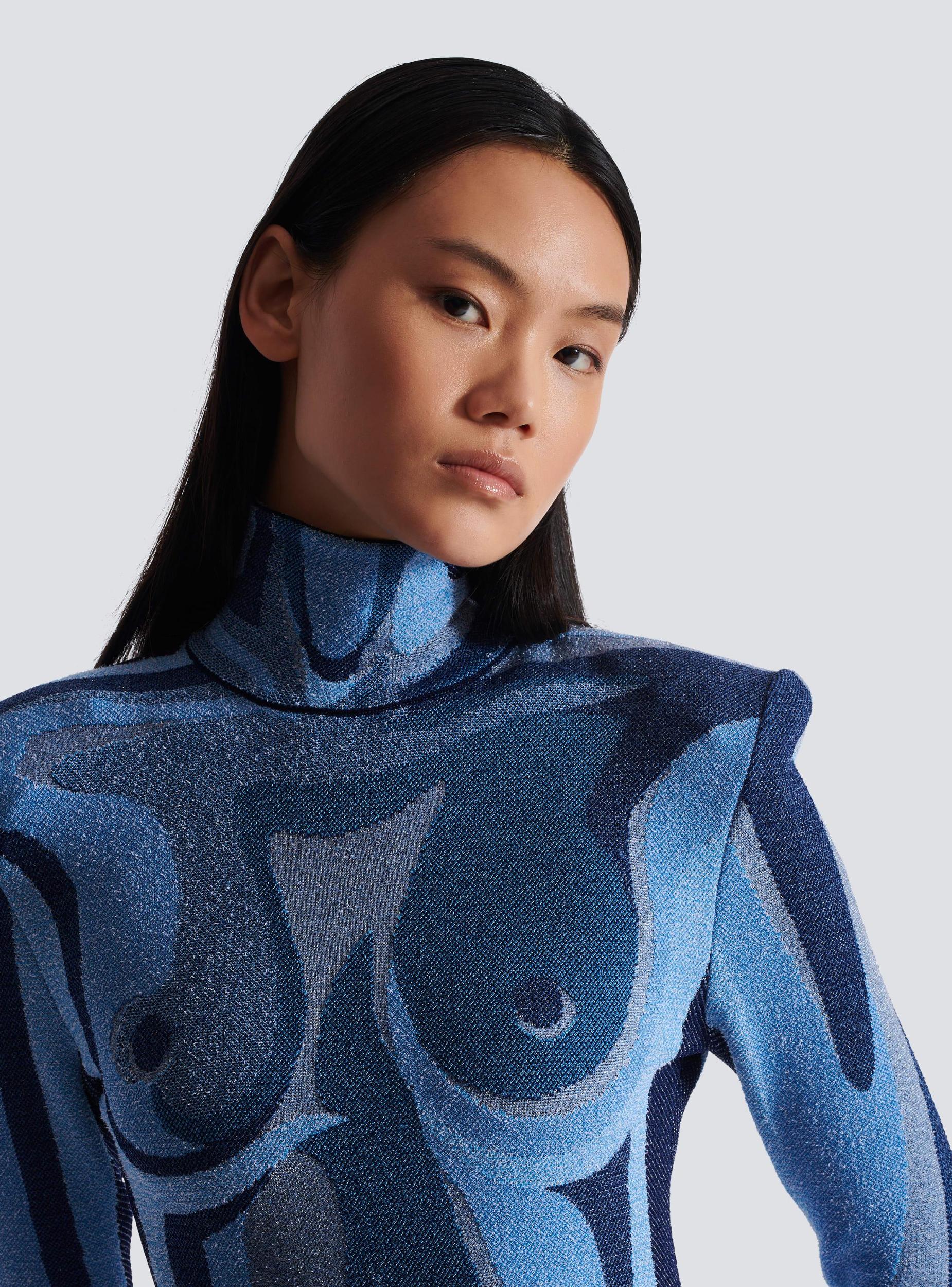 Jacquard knit dress with body motif Product Image