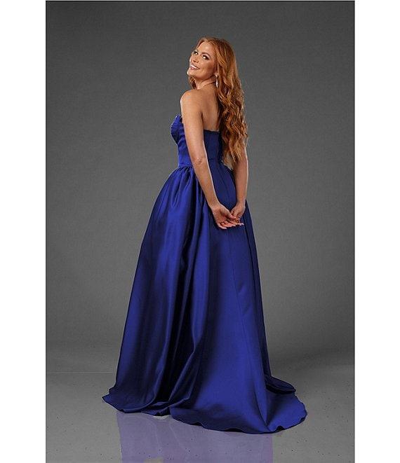 Terani Couture Sweetheart Neck Side Pleated Satin Ballgown Product Image