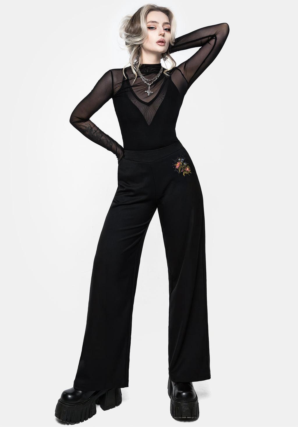 Cleome Floral Spiderweb Embroidered Trousers Product Image