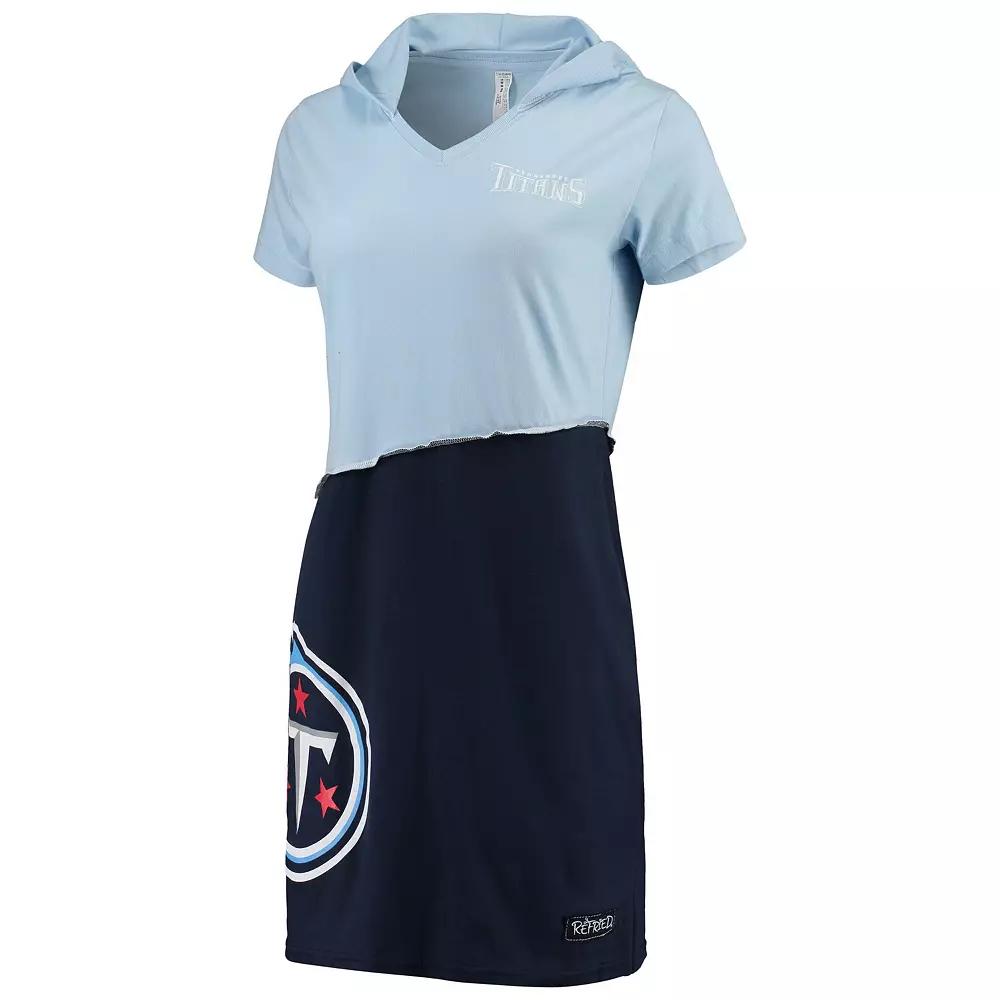Women's Refried Apparel Light Blue/Navy Tennessee Titans Hooded Mini Dress,  Product Image