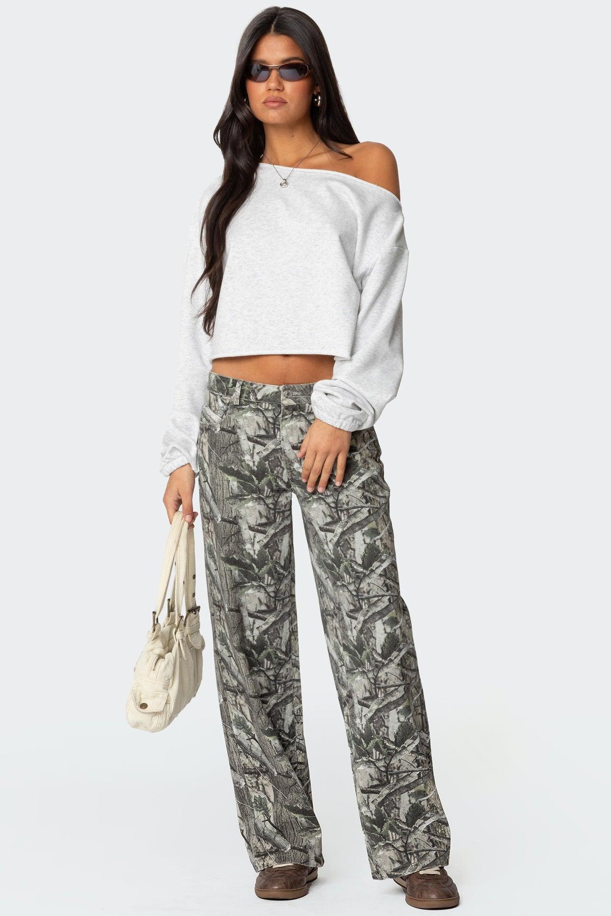 Camo & Bow Low Rise Baggy Jeans Product Image