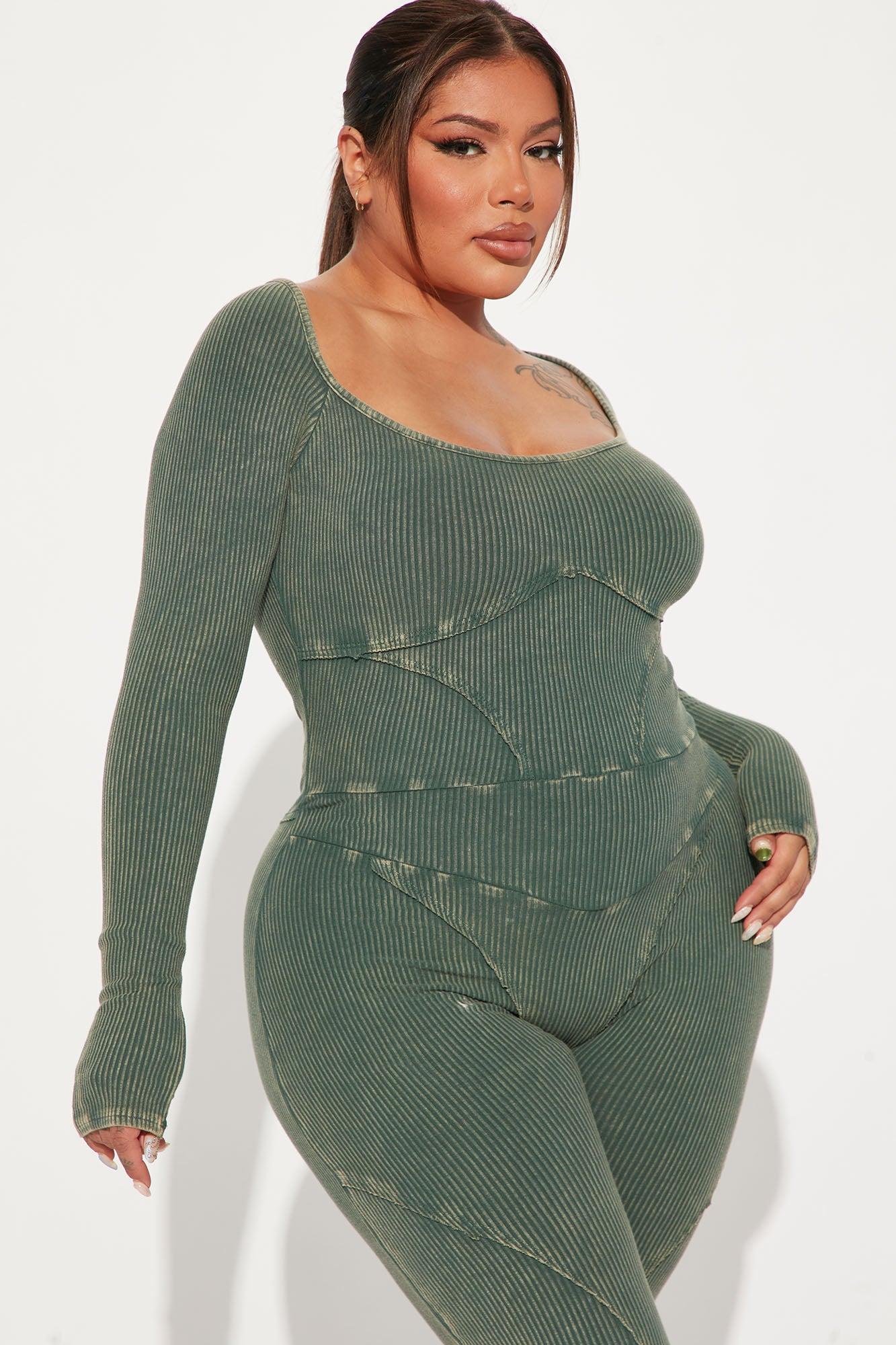Sydney Ribbed Jumpsuit - Olive Product Image