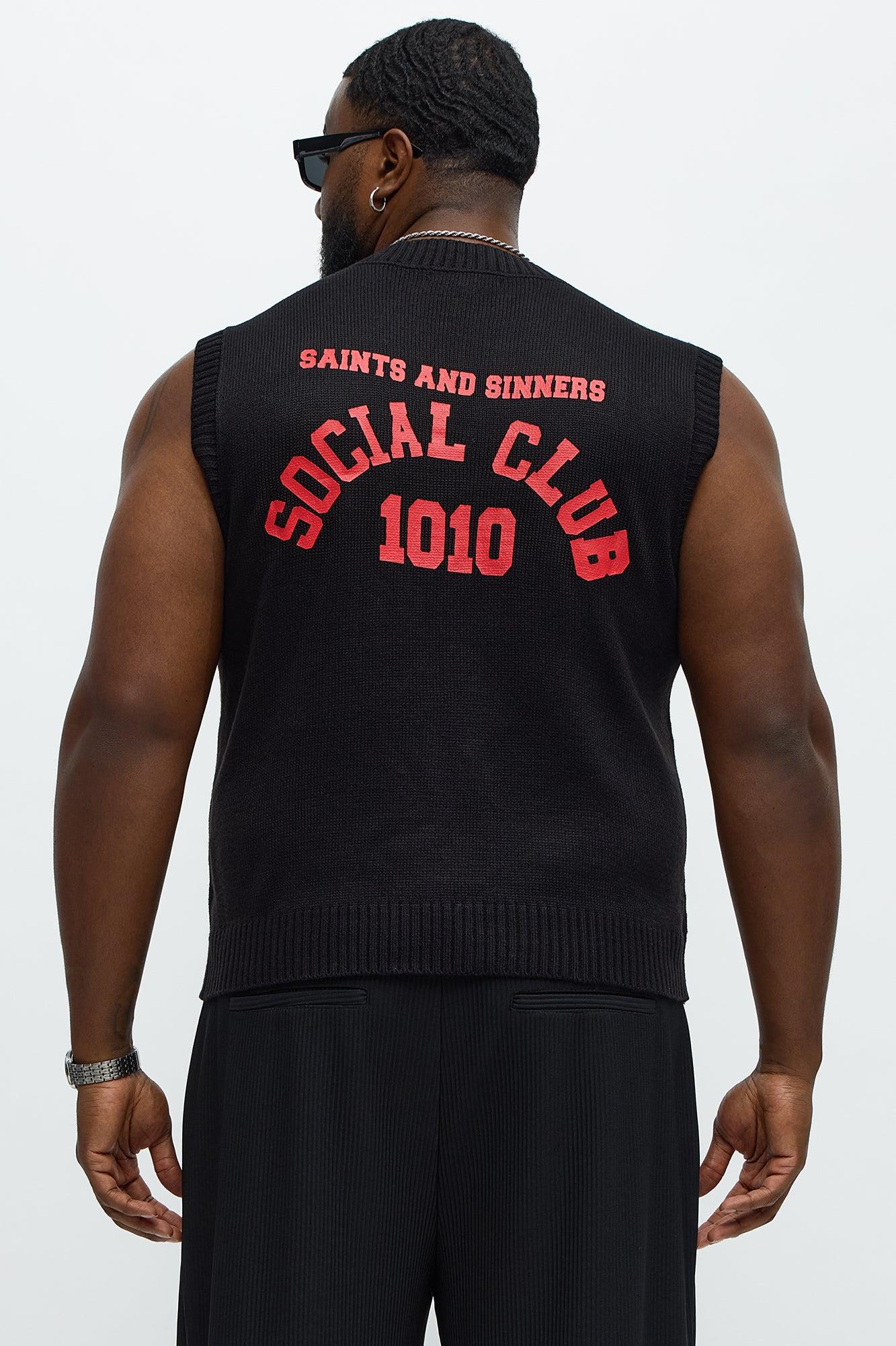 Social Club Sweater Vest - Black Male Product Image