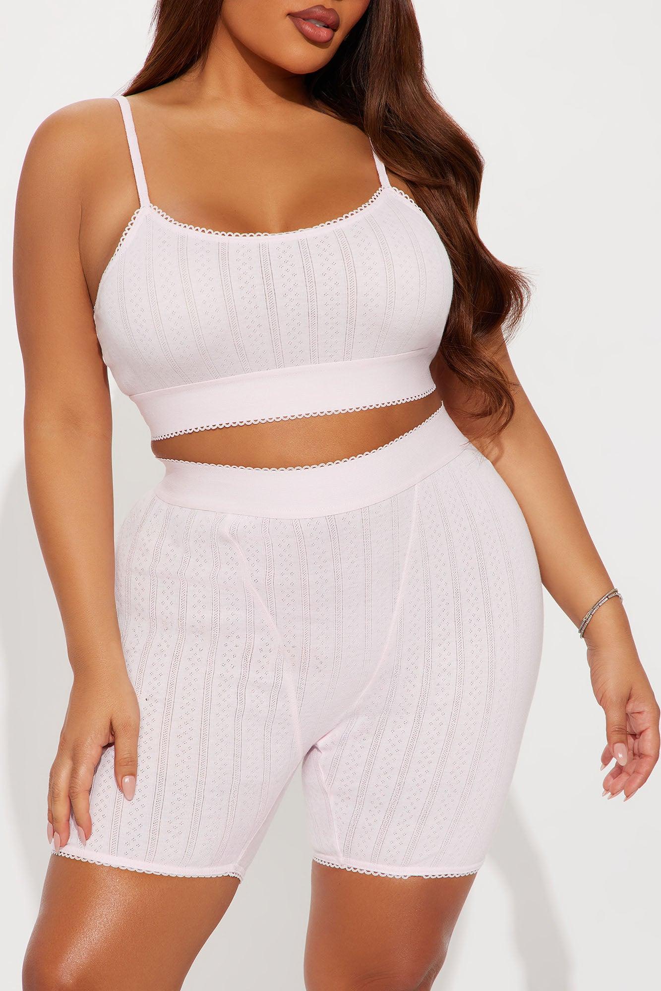 Stay Together Pointelle PJ Boxer Short Set - Pink Female Product Image