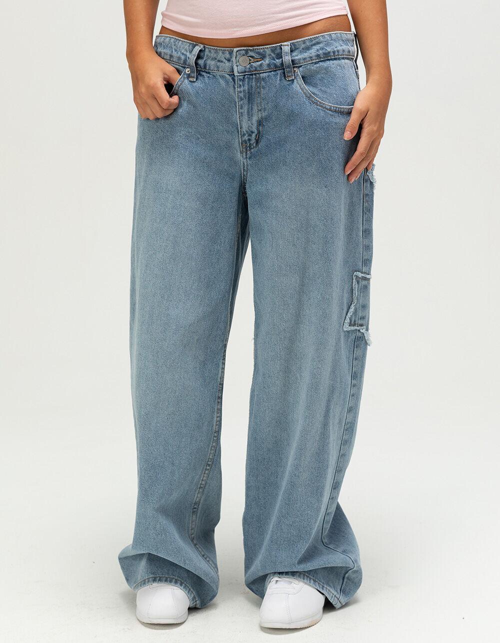 RSQ Womens Low Rise Star Baggy Jeans - LIGHT WASH Product Image
