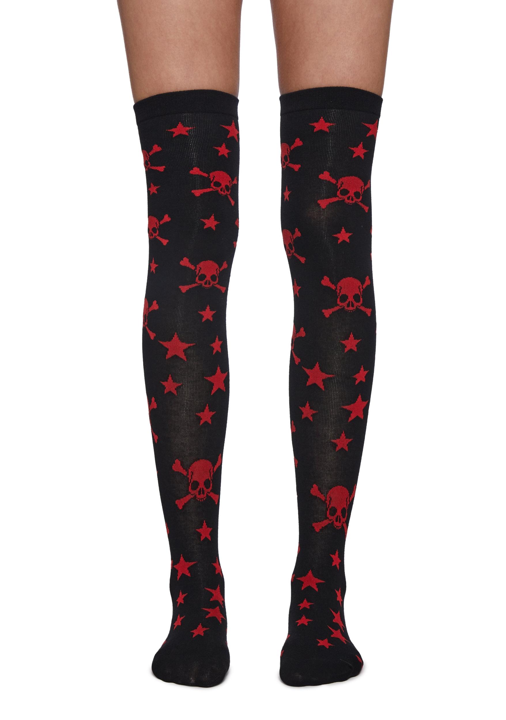 Skull Crossbones Stars Knee High Socks Pack Product Image