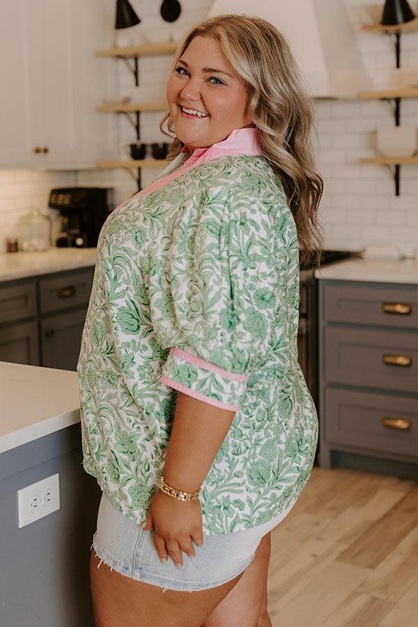 Sonoma Charm Floral Top in Green Curves Product Image