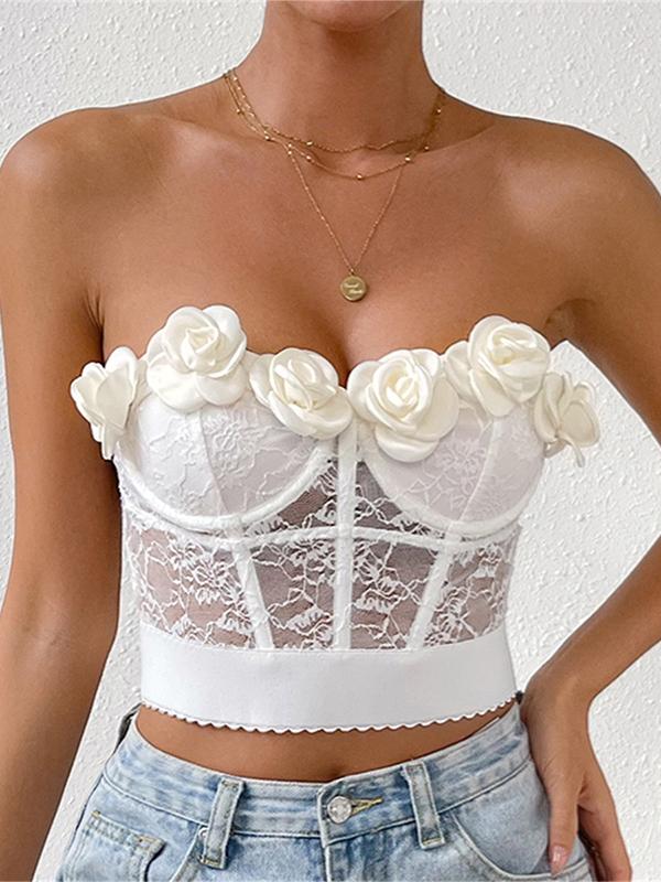 Lace Three-dimensional Flower Breasted Corset Top Product Image