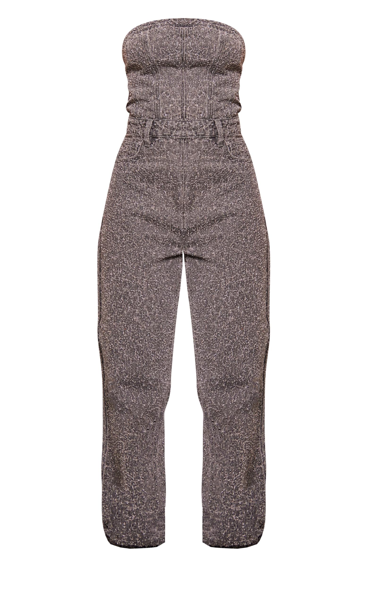 Grey Bobble Straight Leg Corset Jumpsuit Product Image
