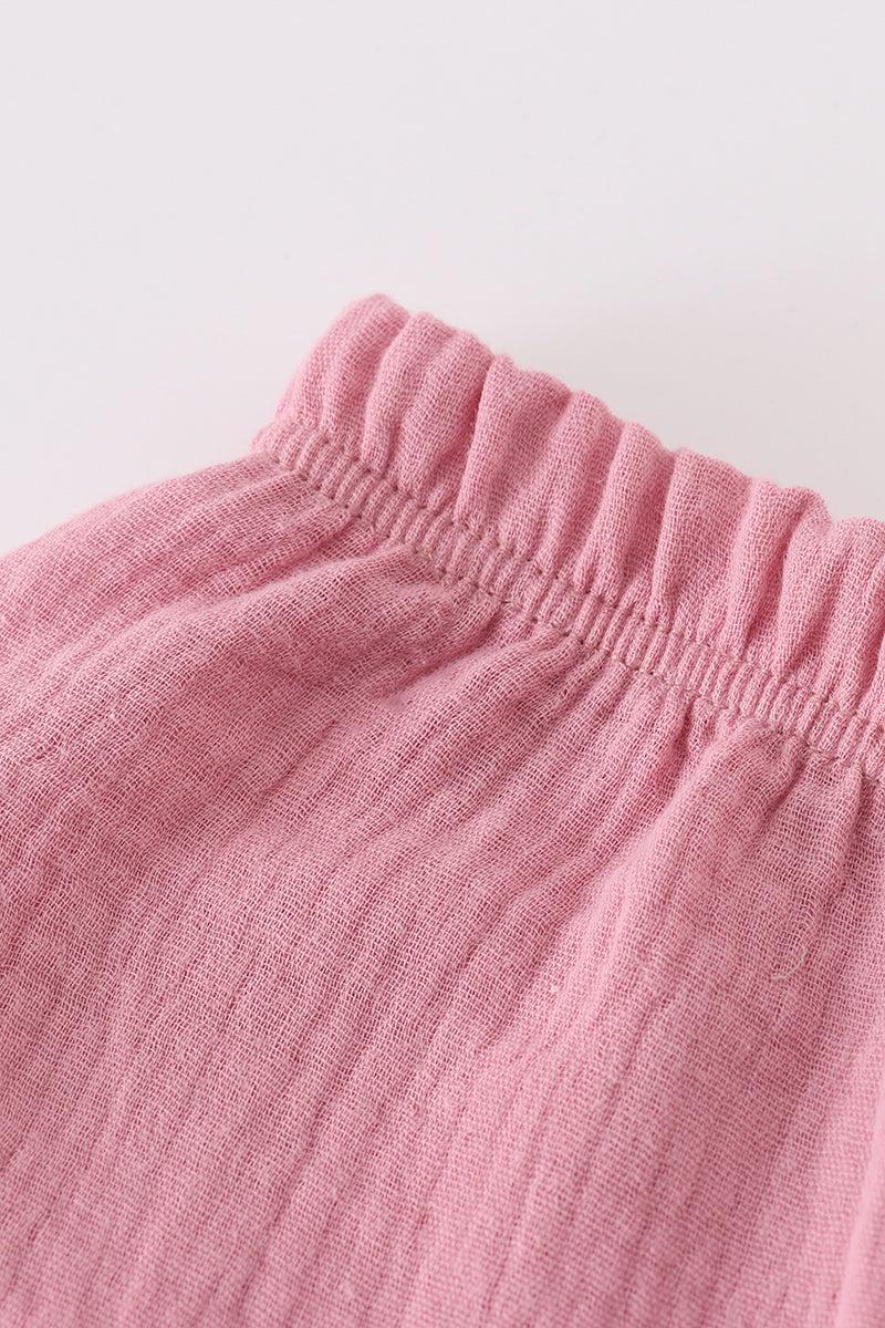 Premium Purple muslin ruffle shorts set Product Image