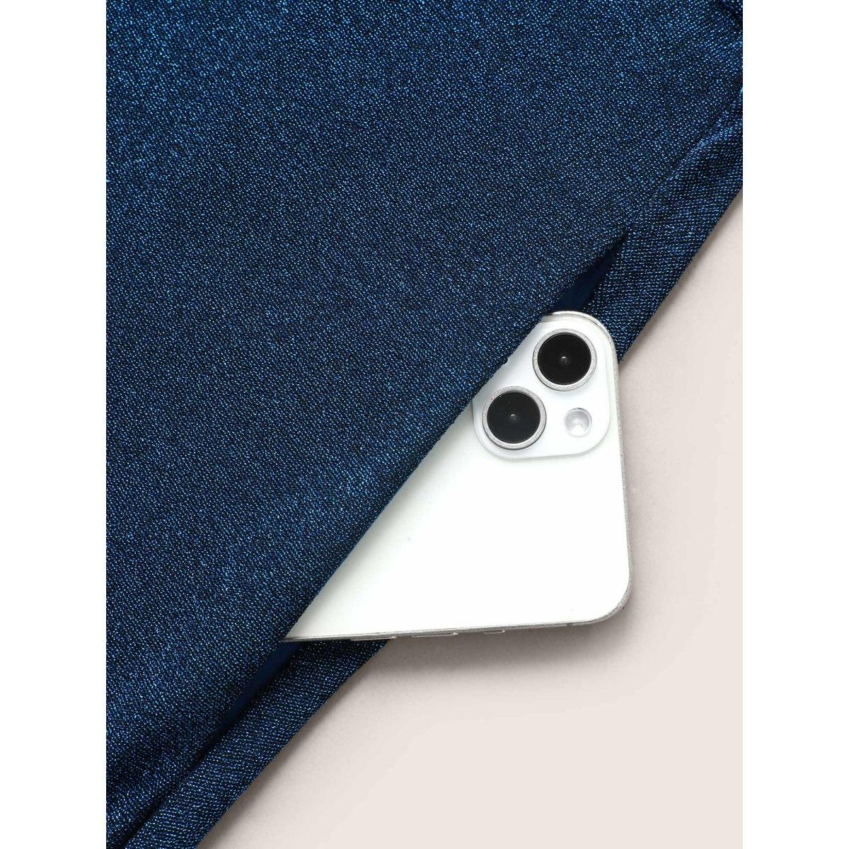 Plus Size Overlap Collar Luxe Tie Knot Ruffles Dress Mediumblue Women Cocktail Tie knot Overlap Collar Short sleeve Curvy BloomChic 22-24/3X Product Image