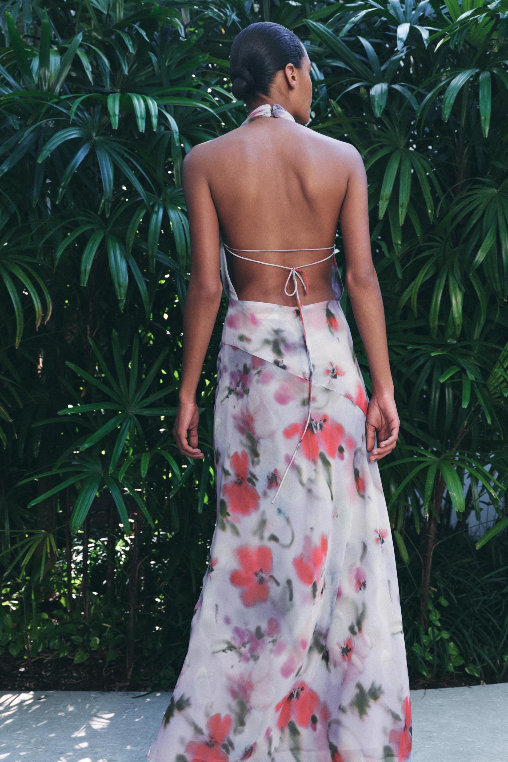 PRINTED MIDI HALTER DRESS Product Image