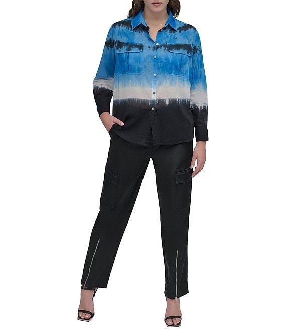 DKNY by Donna Karan Tie Dye Cotton Long Sleeve Button Front Shirt Product Image