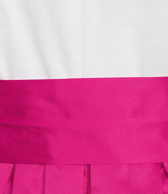 Jessica Howard 3/4 Cuff Sleeve Collared V-Neck Tie Sash Satin Ball Gown Product Image