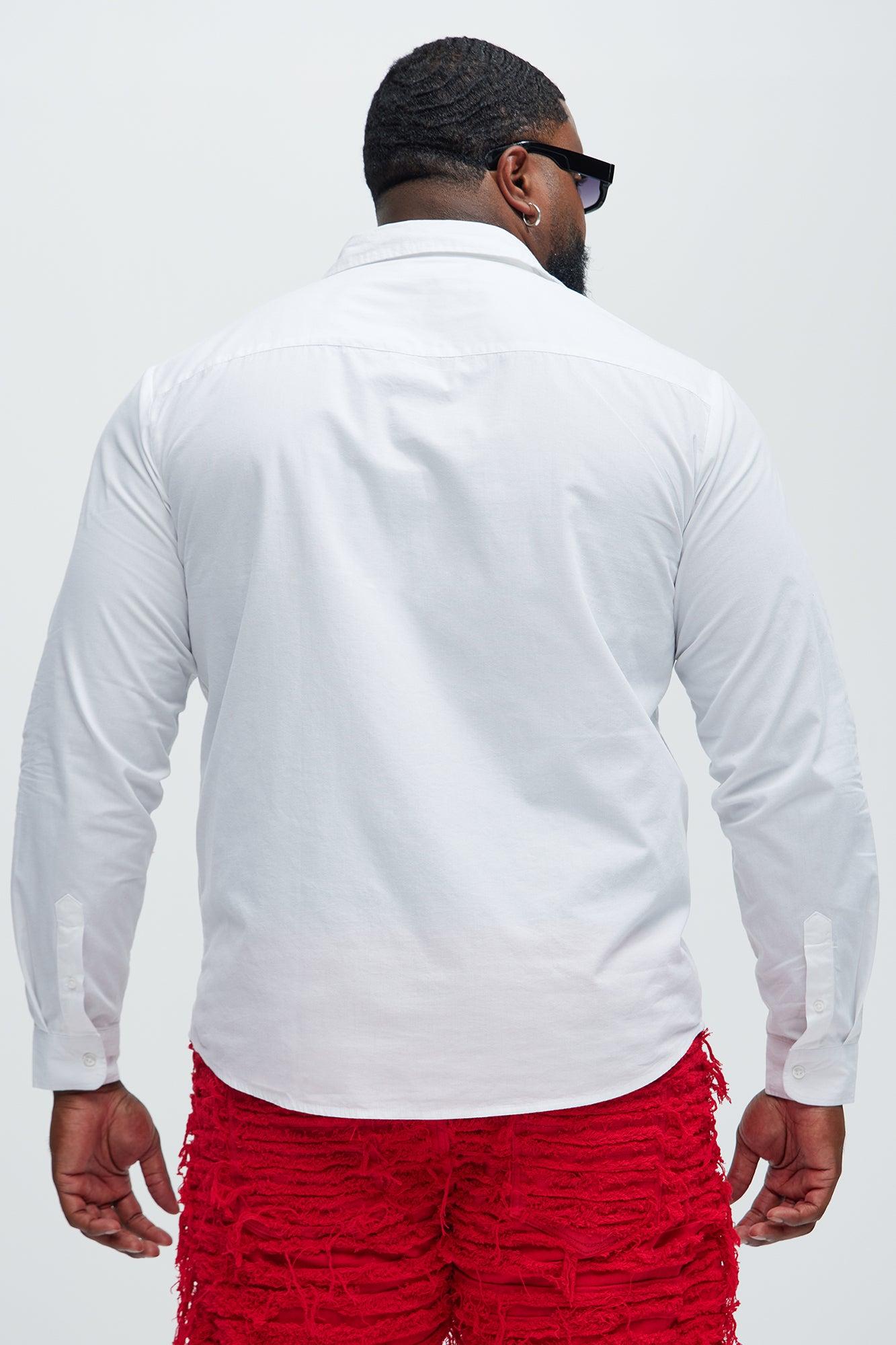 Ryland Cotton Long Sleeve Button Up Shirt - White Product Image