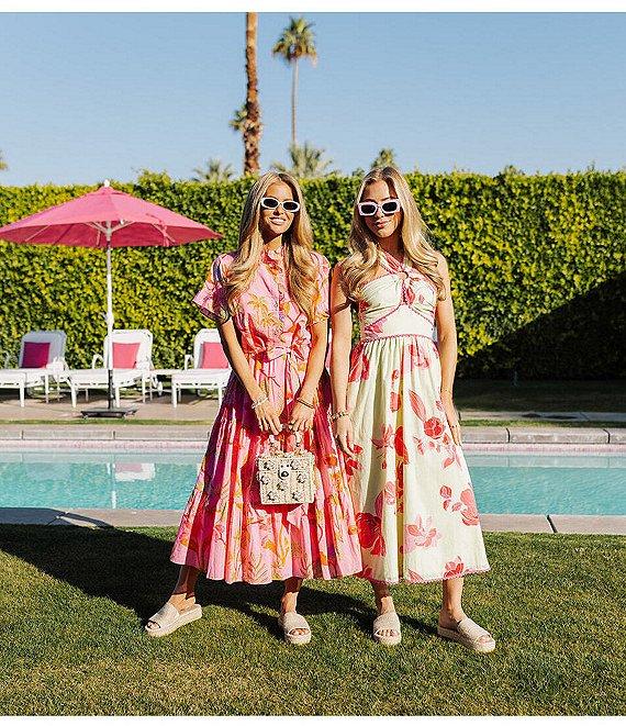 J.Marie Alara Floral Print Halter Sleeveless Scallop Trim Midi Dress Product Image