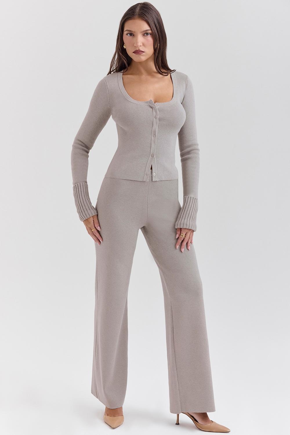 Hunter  grey cashmere straight leg trousers Product Image