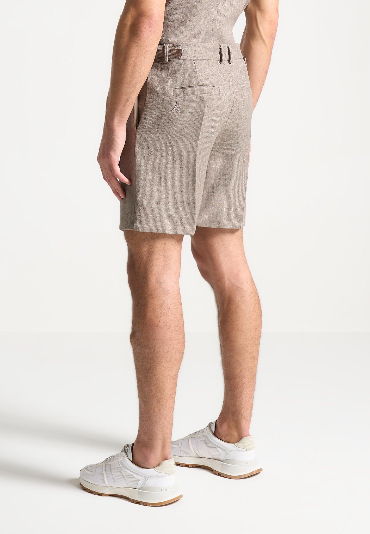 Textured Tailored Shorts - Taupe Male Product Image