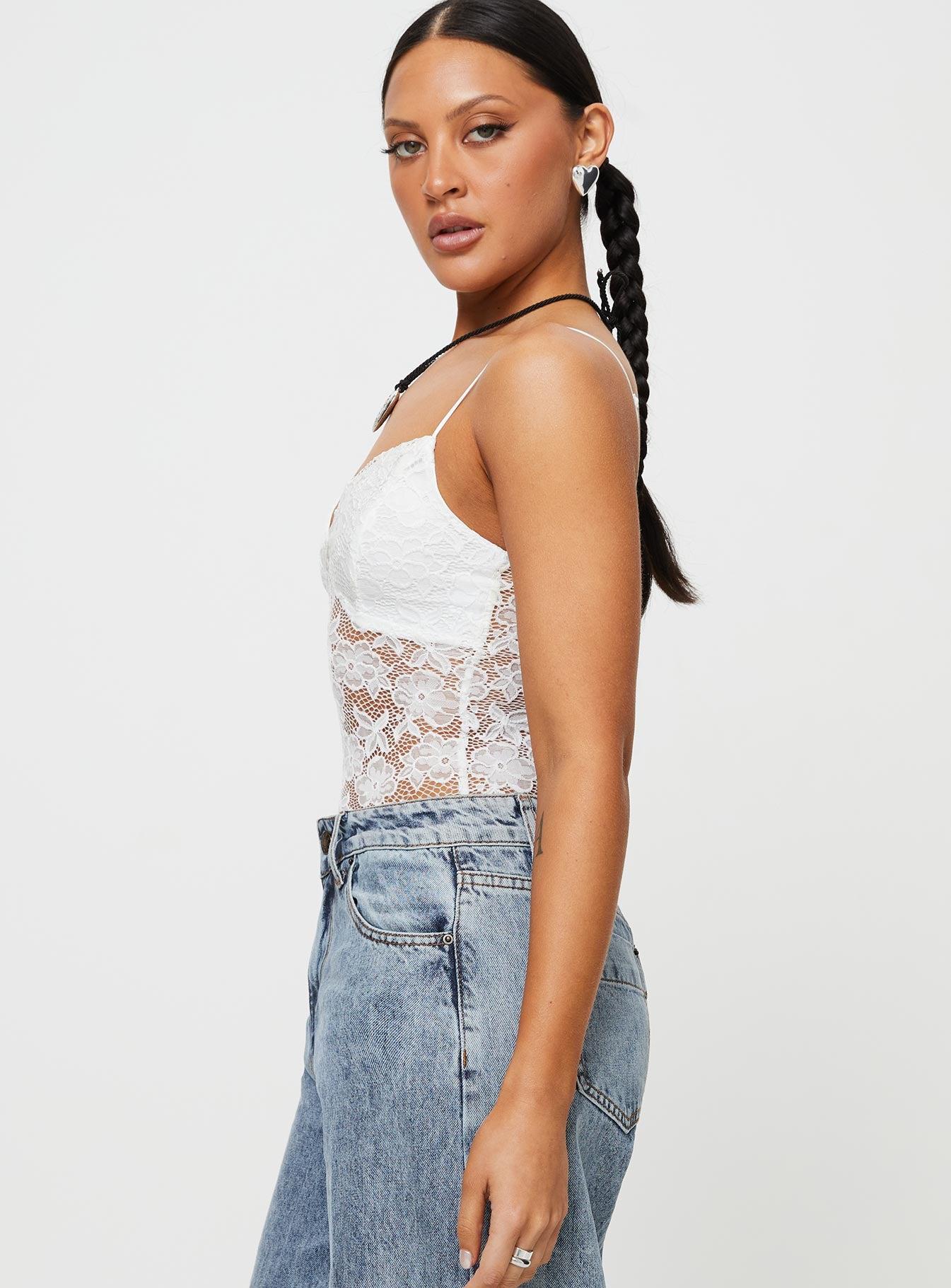 Pennard Lace Bodysuit White Product Image