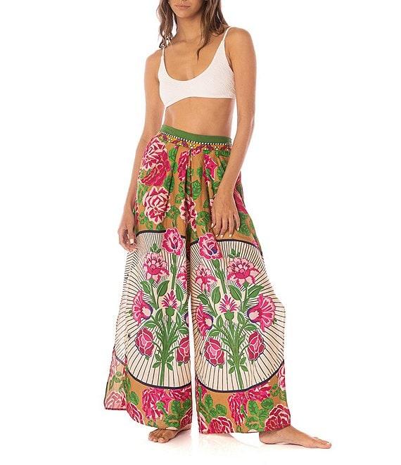 Maaji Ophelia Palazzo Cerise Bouquet Print Cover-up Pants Product Image