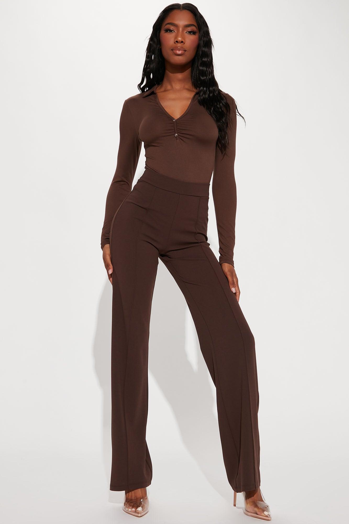 Tall Victoria High Waisted Dress Pants - Chocolate Product Image