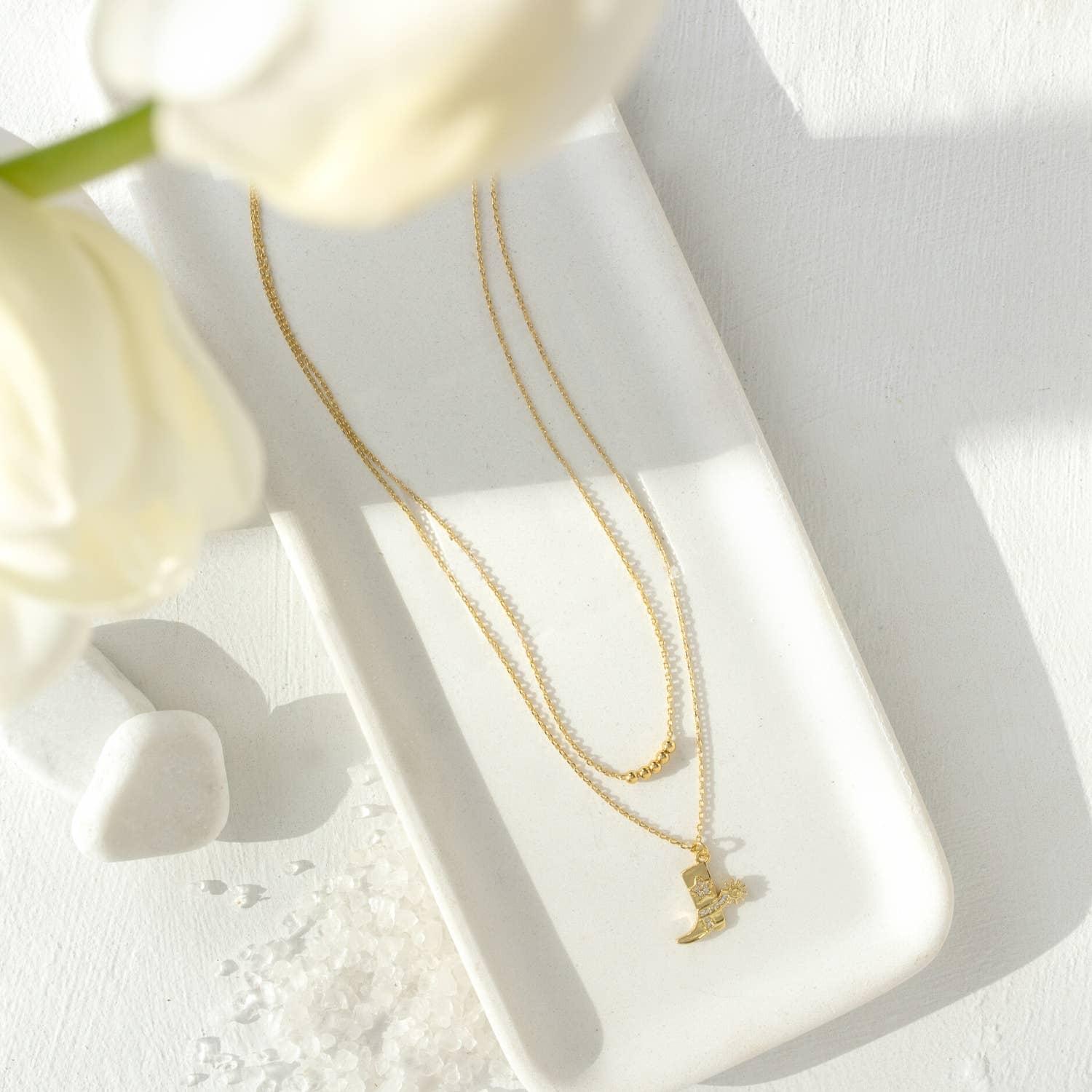 Glitzy Cowgirl Boot Double Necklace Product Image