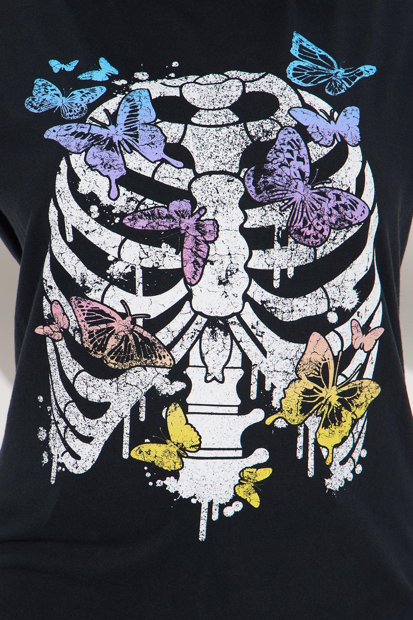 Butterfly Rib Cage Vintage Wash Tee - Black Female Product Image