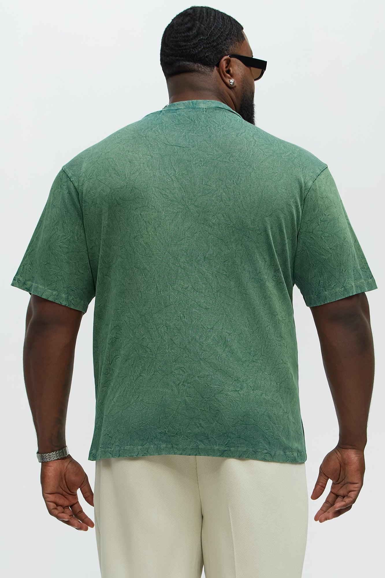 Ribbed Washed Relaxed Short Sleeve Tee - Green Product Image