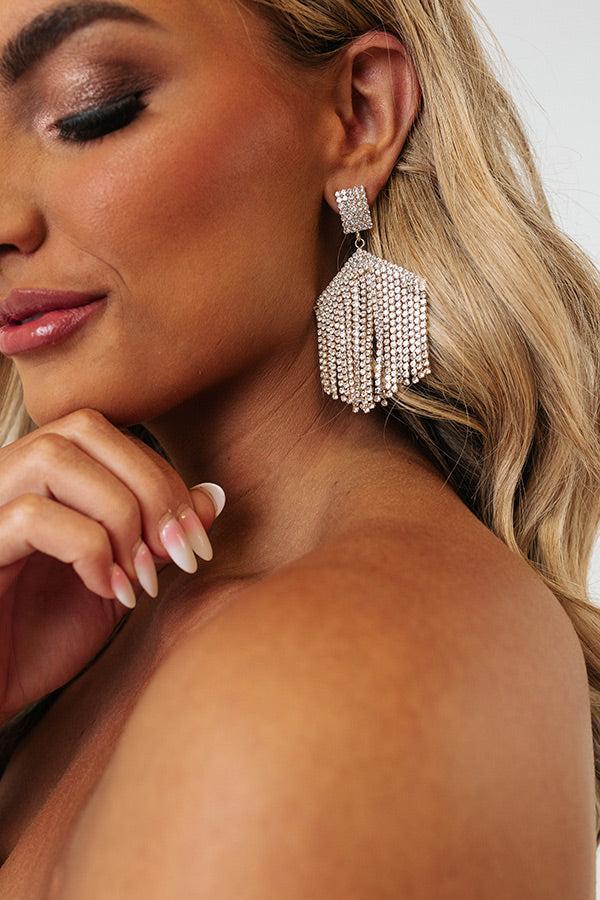 Shimmer So Stunning Rhinestone Earrings In Gold Product Image