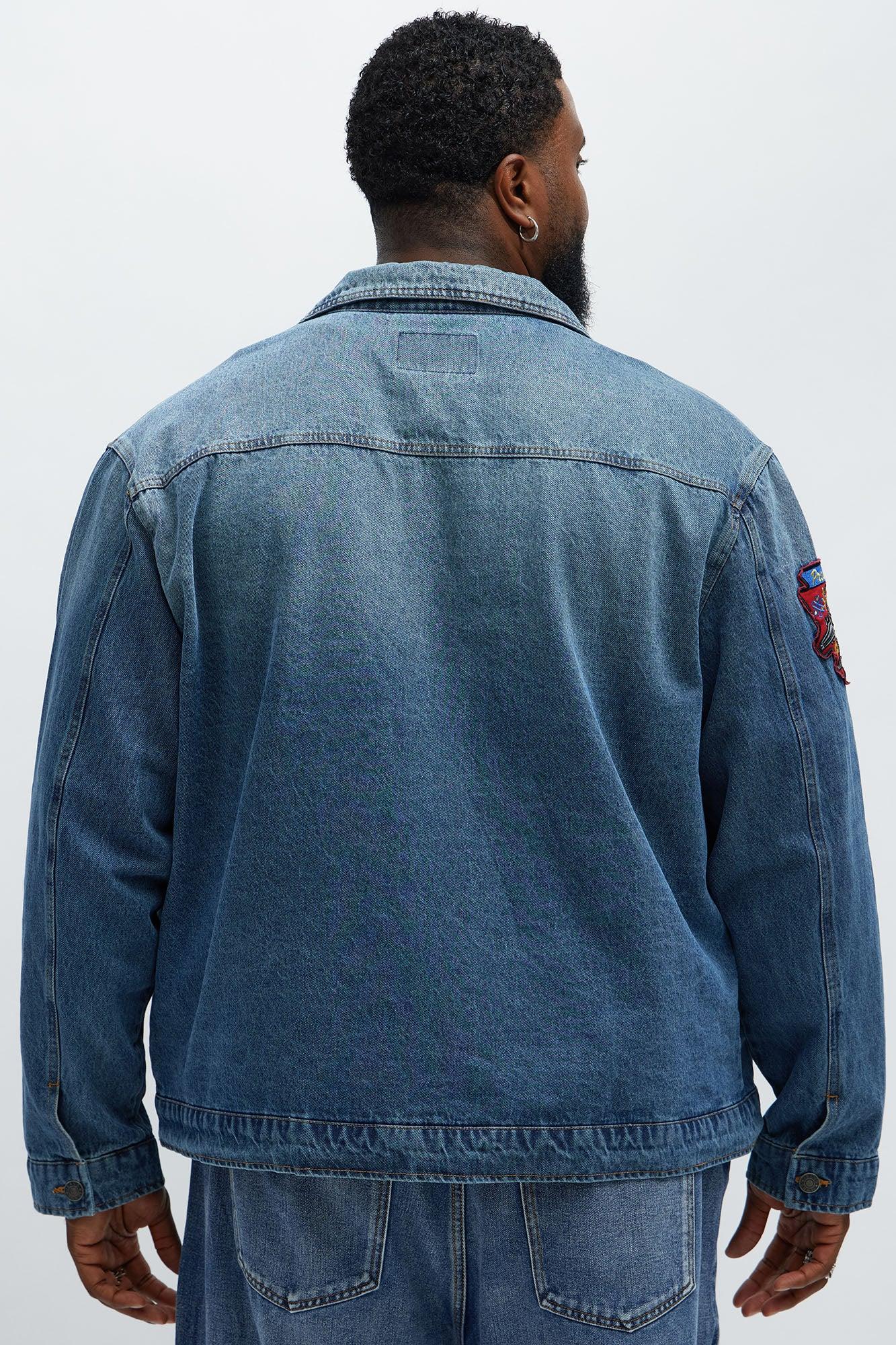 Been About It Freedom Patched Trucker Jacket - Medium Blue Wash Male Product Image