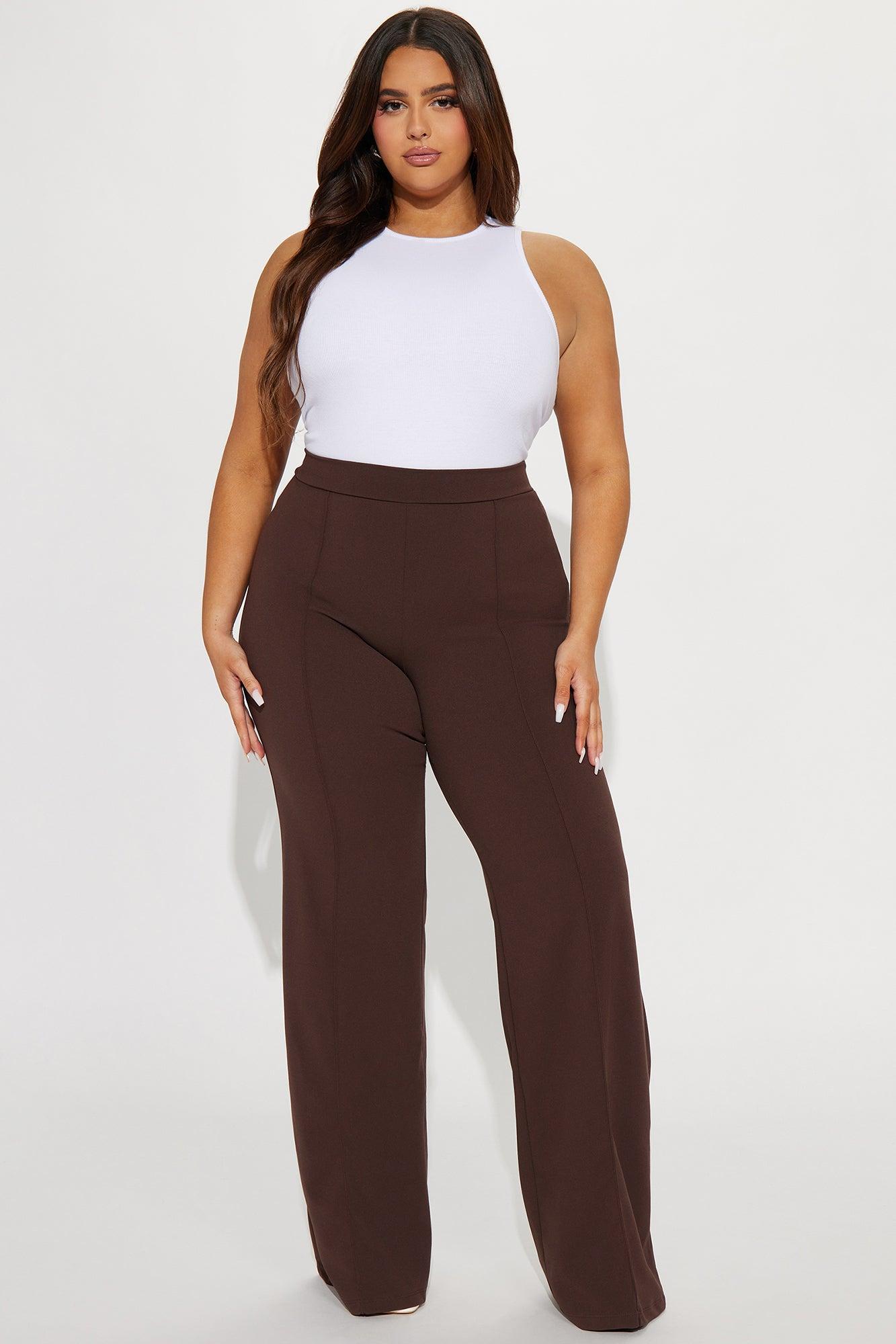 Tall Victoria High Waisted Dress Pants - Chocolate Product Image
