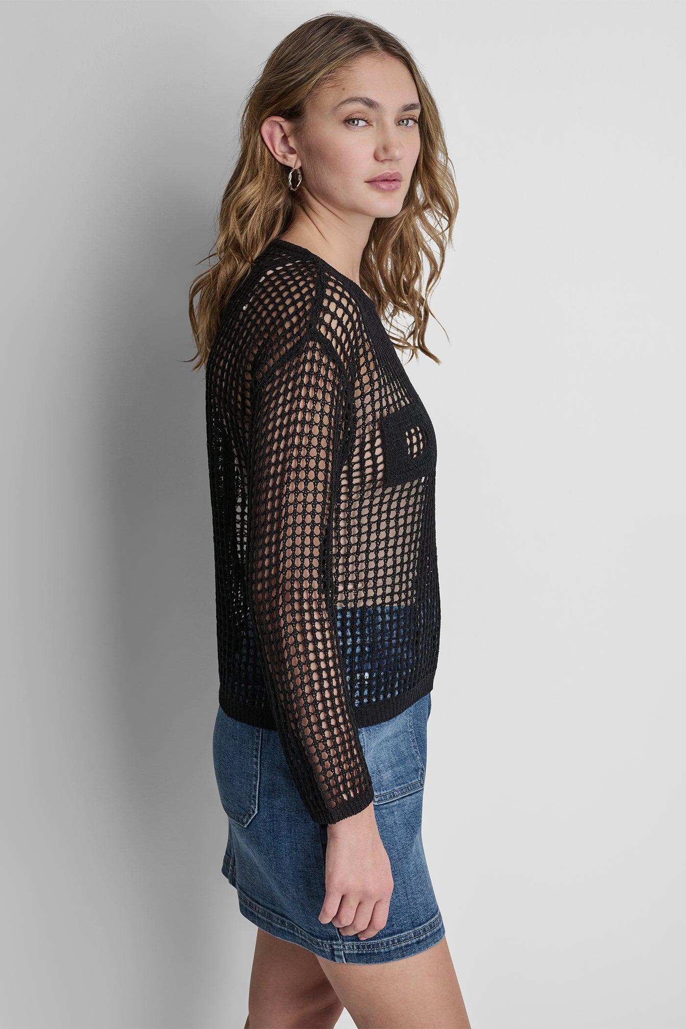CROCHET OPEN-STITCH LOGO SWEATER Product Image