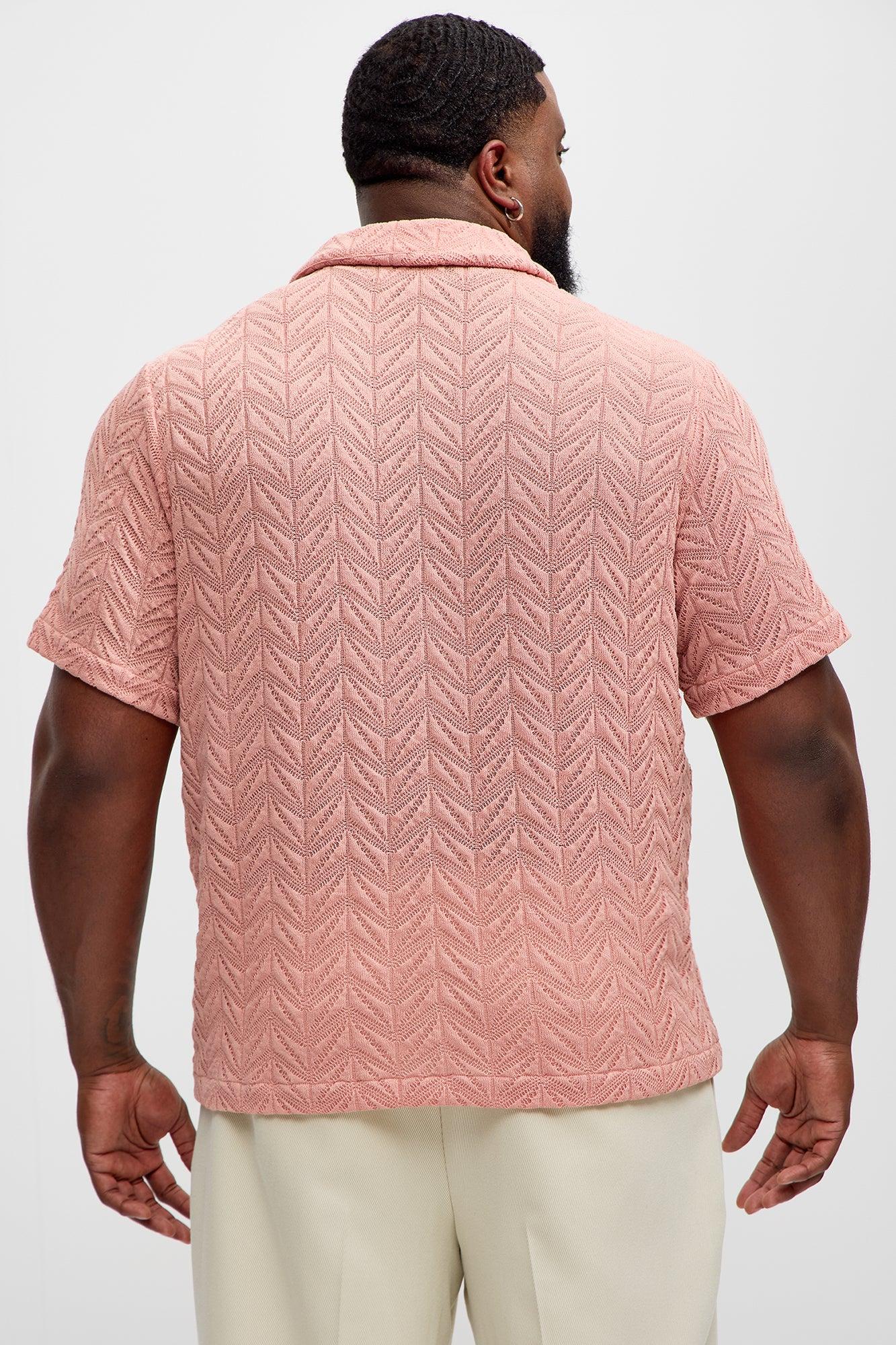 Bellvista Crochet Knitted Cuban Shirt - Pink Product Image