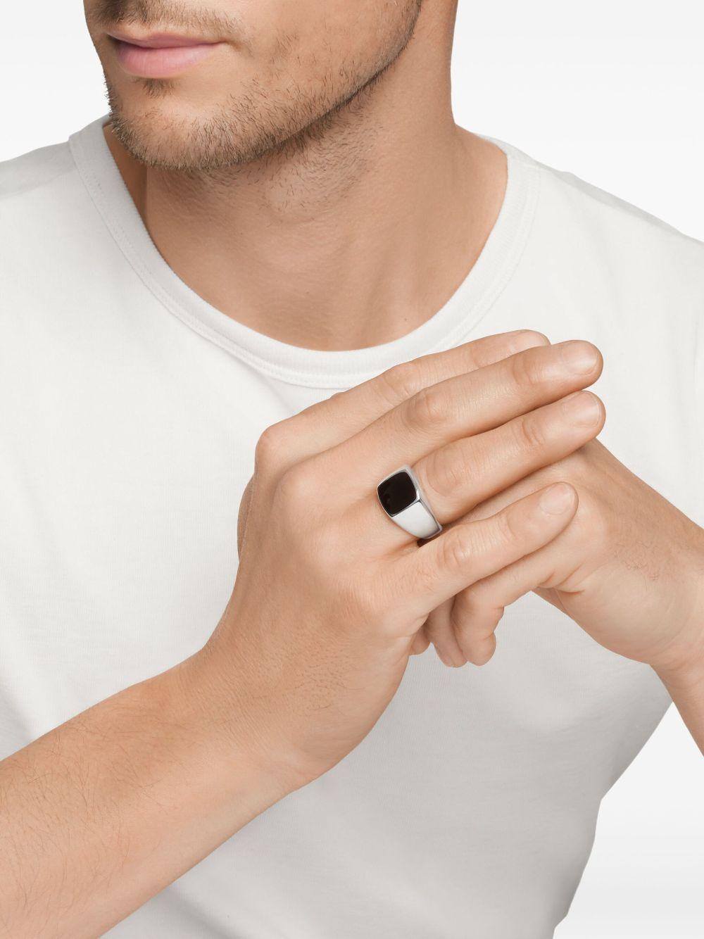 sterling silver Exotic Stone onyx signet ring (14mm) Product Image