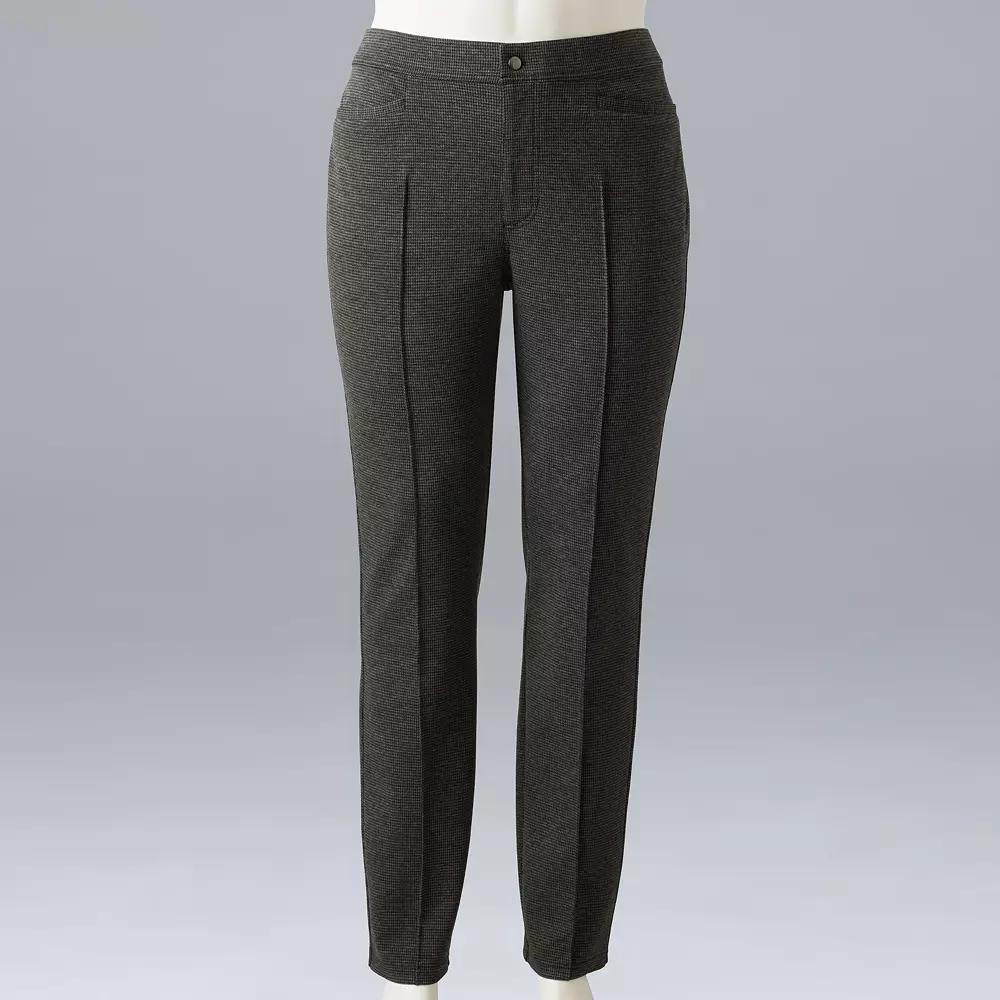 Plus Size Simply Vera Vera Wang Mid-Rise Pintuck Ponte Skinny Pants, Women's, Size: 4XL Short, Mini Houndsto Product Image