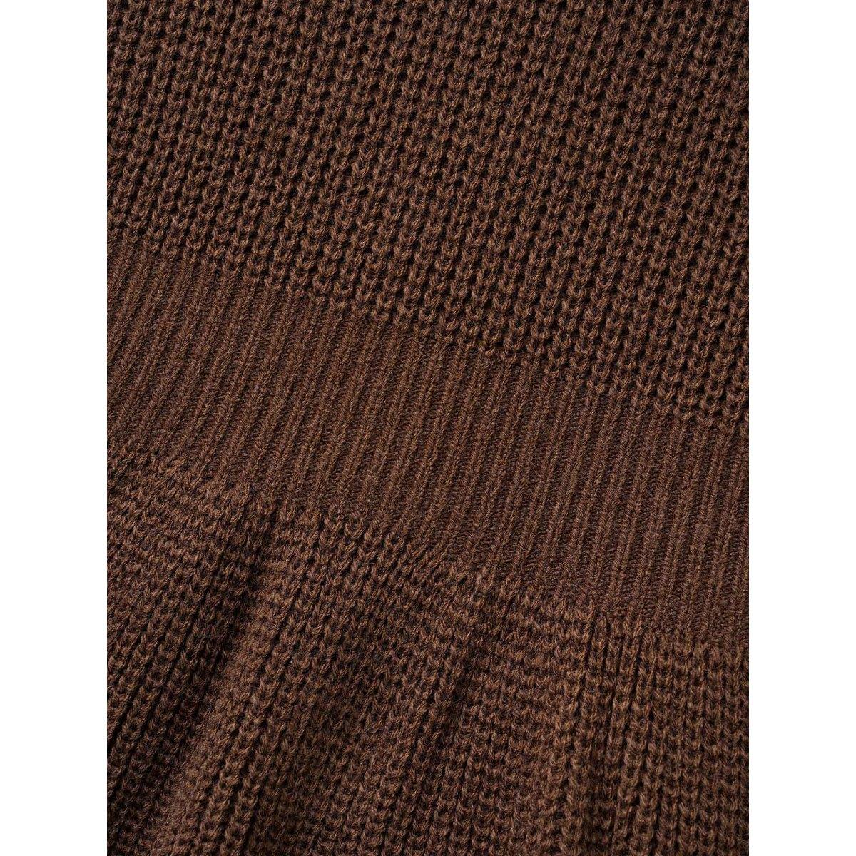 Plus Size Plain V Neck Lantern Sleeve Pullover Browncoffeecolor Women Casual Loose Long Sleeve V-neck Everyday Pullovers BloomChic 18-20/2X Product Image