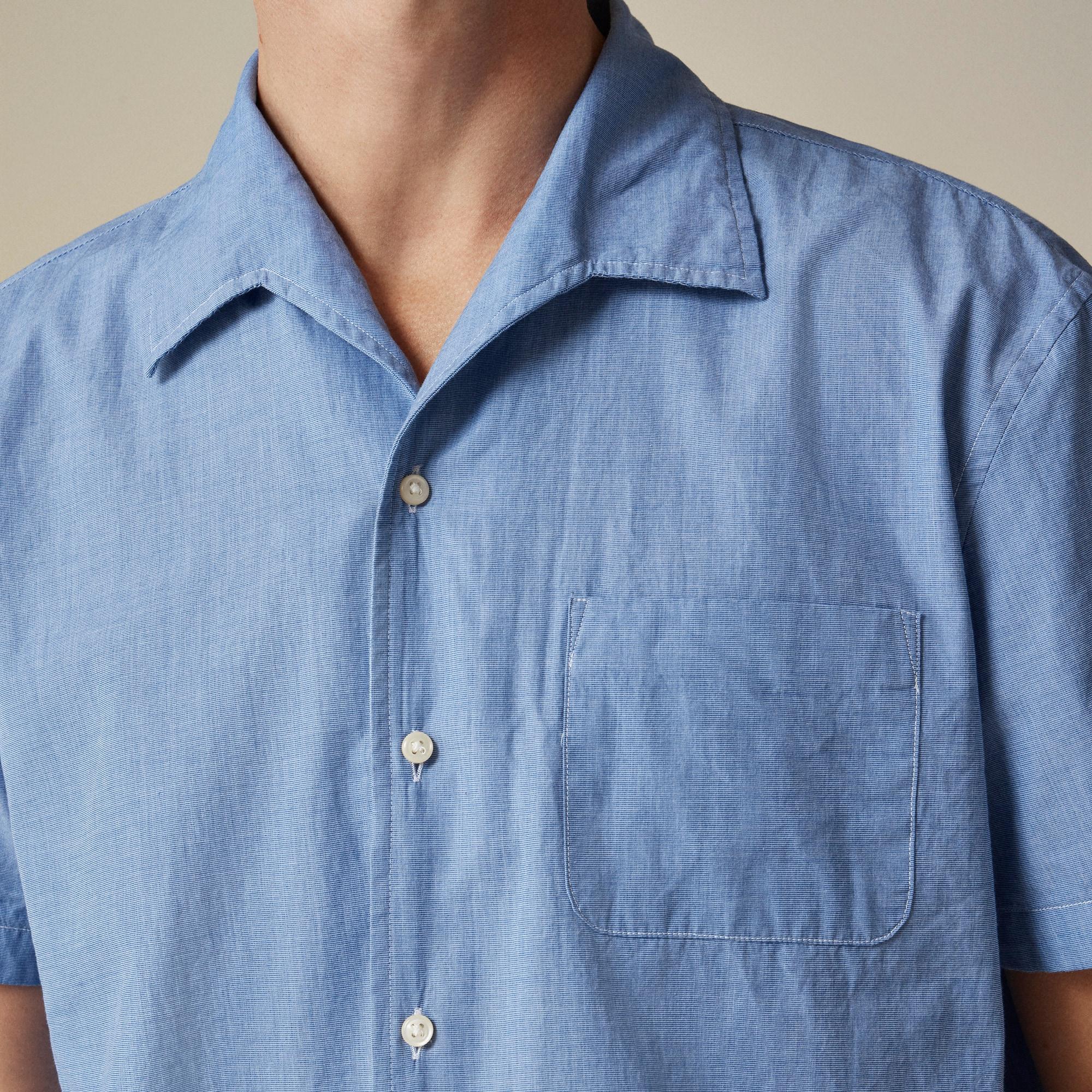 Short-sleeve Secret Wash cotton poplin camp-collar shirt Product Image