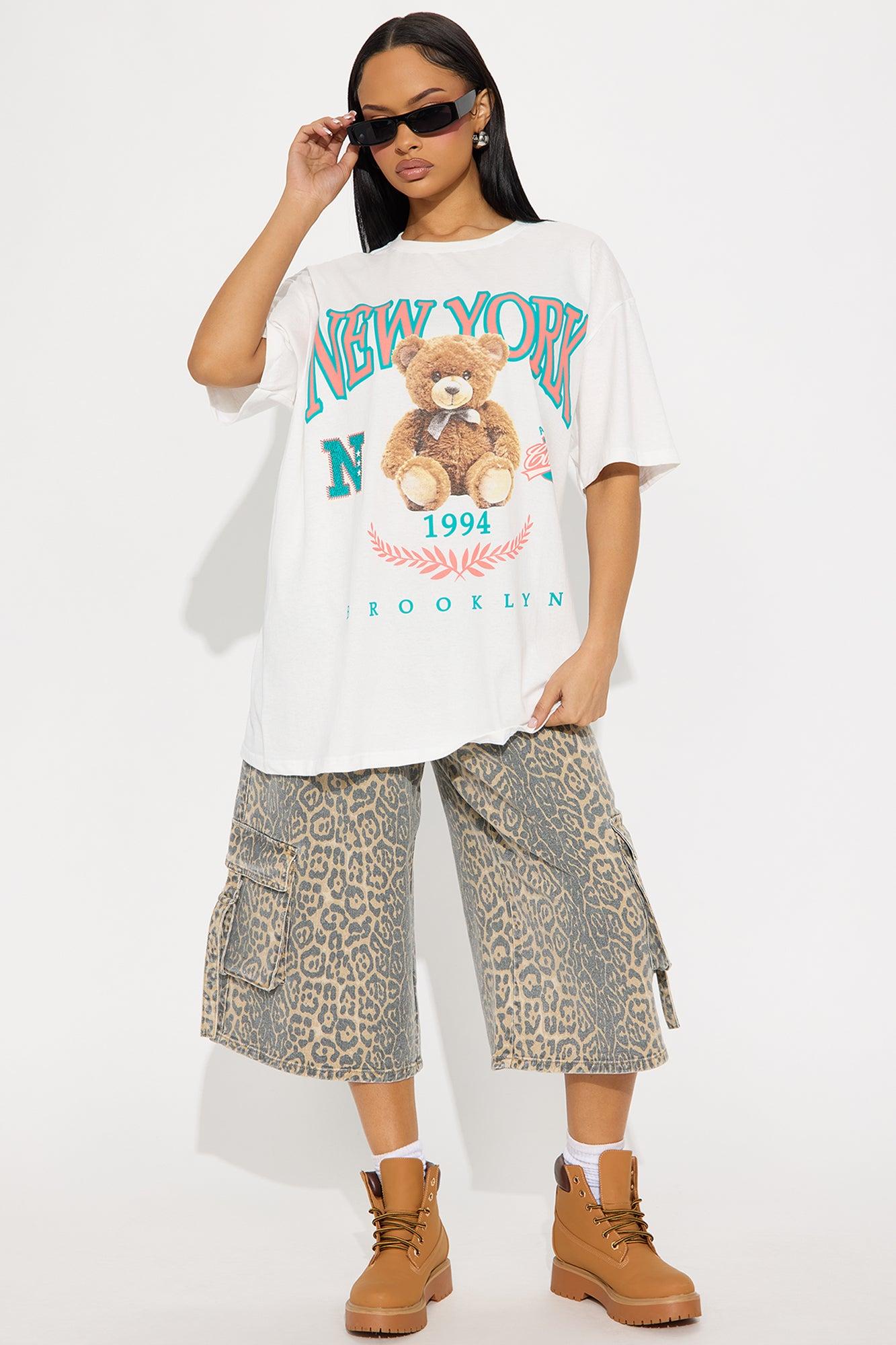 NYC Bear Oversized Tee - White Product Image