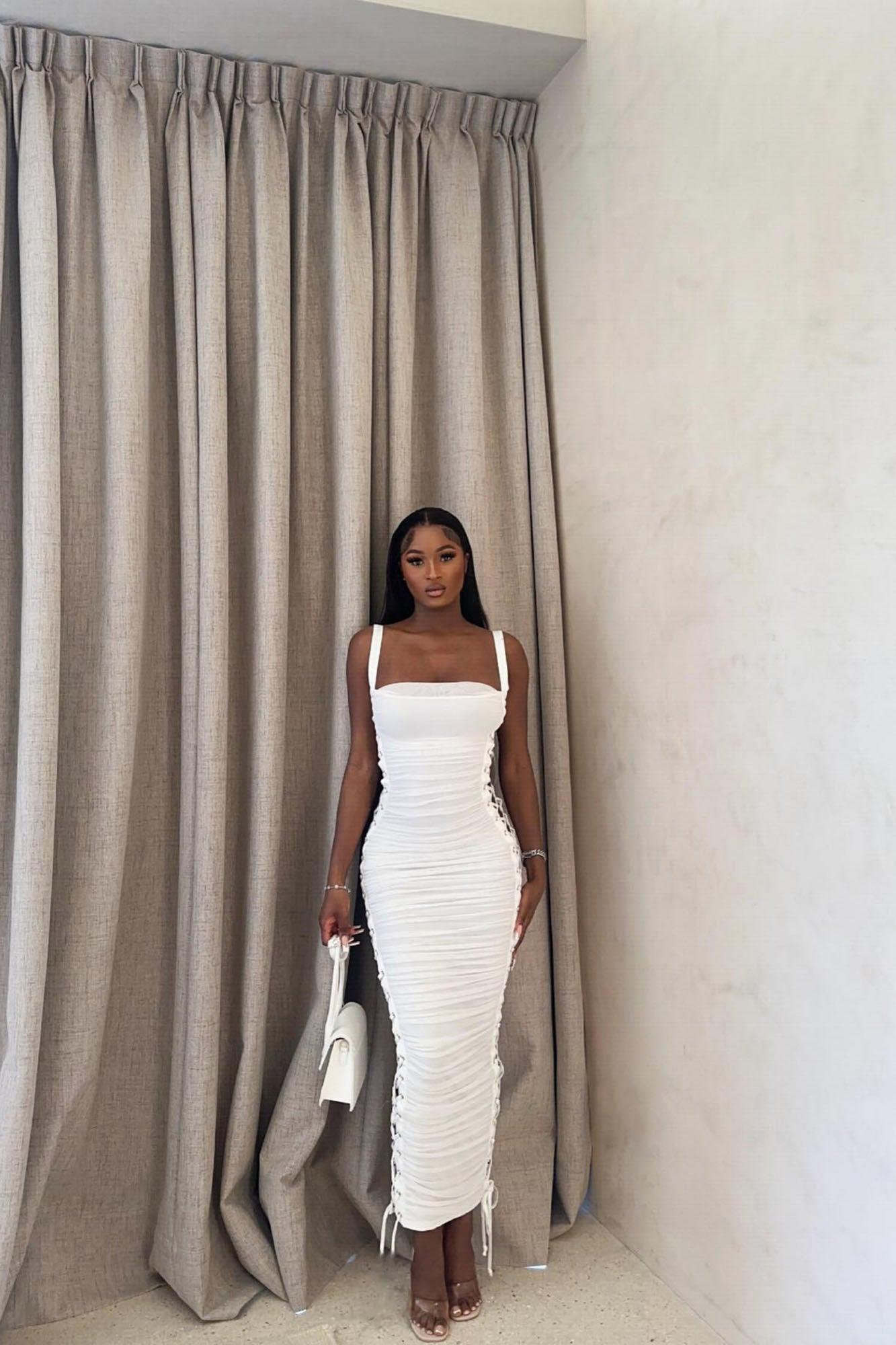 Laces Tied Maxi Dress - White Product Image