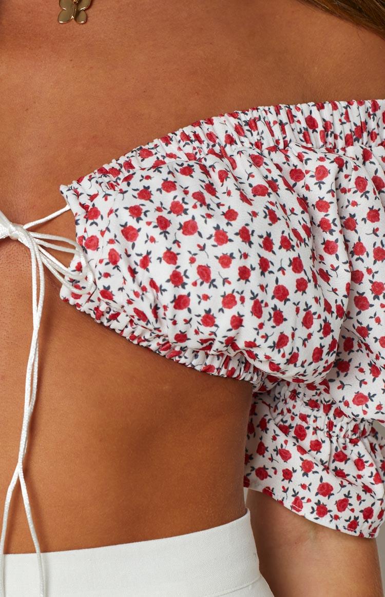 Alannah Crop Top White Floral Product Image